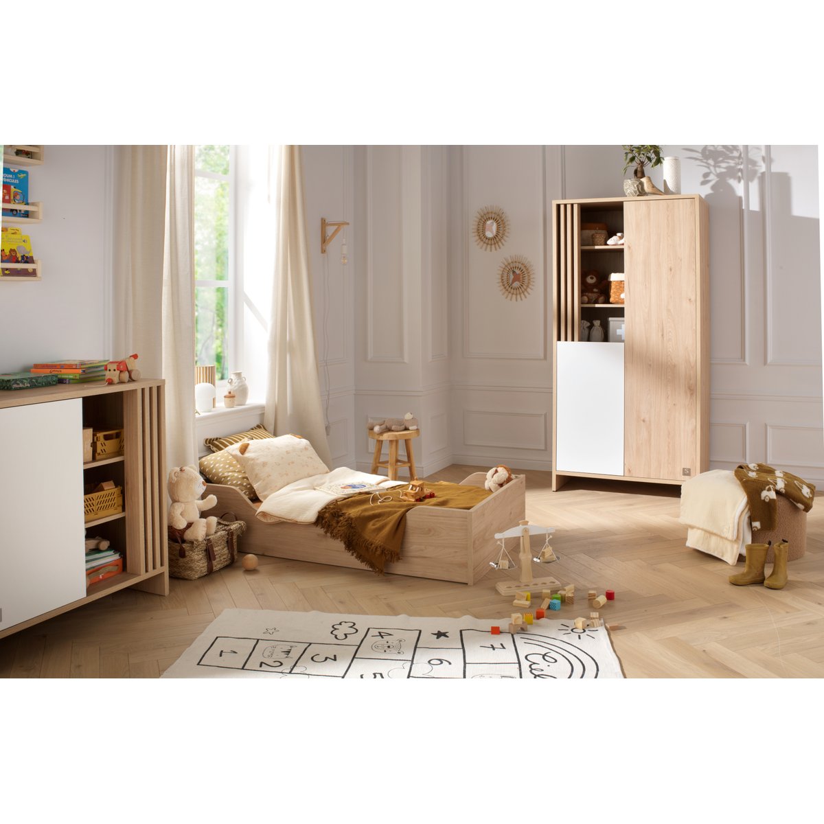 Lit évolutif - Little Big Bed en bois décor chêne suave marron, SAUTHON