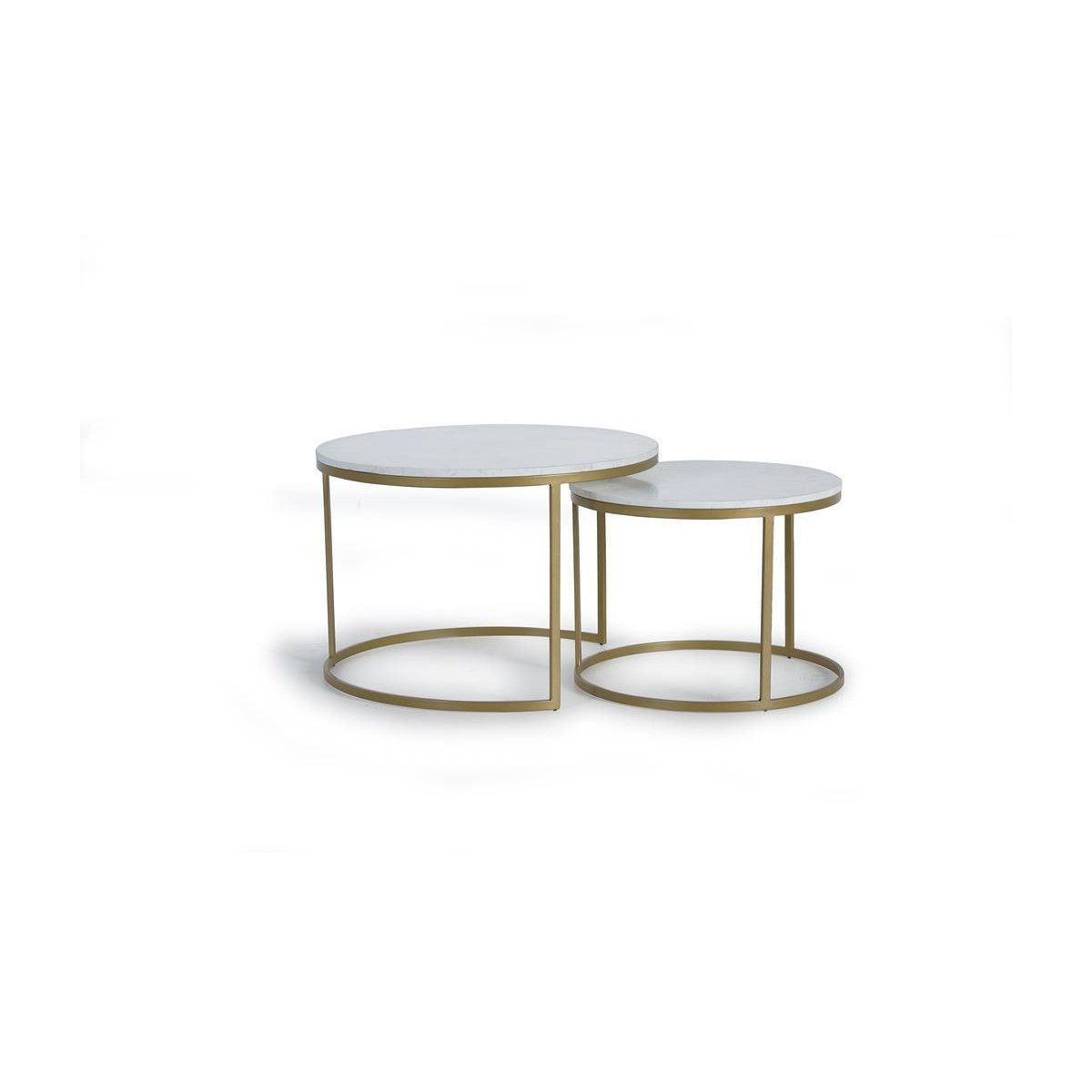 Lot de 2 tables basses marbre or, DECORATION D’AUTREFOIS