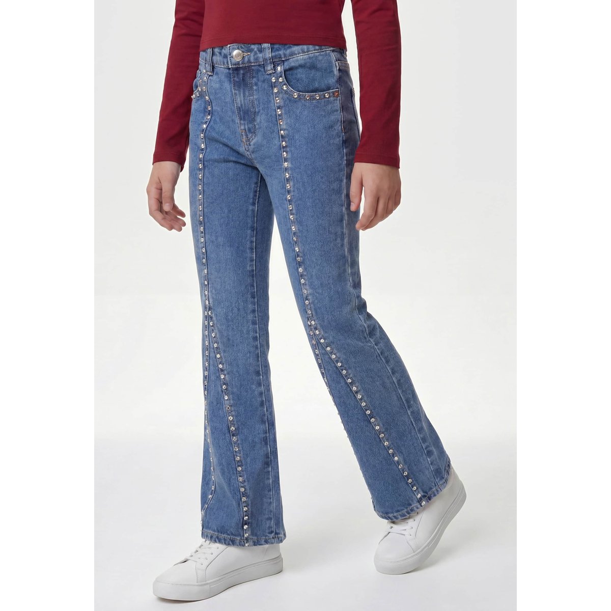 Flare-Jeans À Clous Sur La Jambe bleu, GUESS KIDS