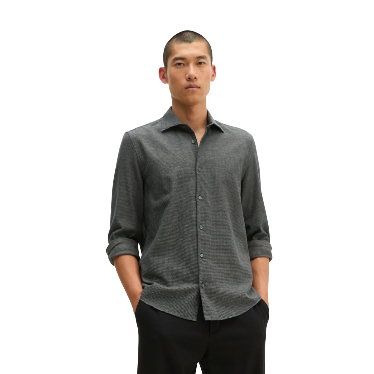 Chemise en flanelle, coupe ajustée en coton bio léger bleu, MARC O'POLO
