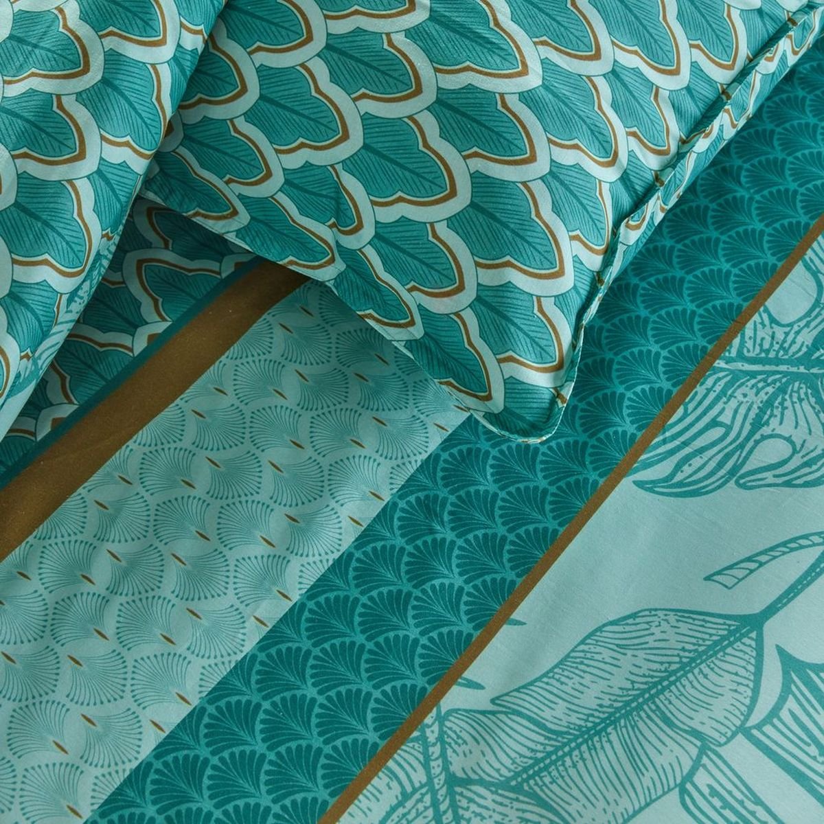 Parure de lit imprimé Floral coton SUNSHINE LAURENN bleu, TODAY
