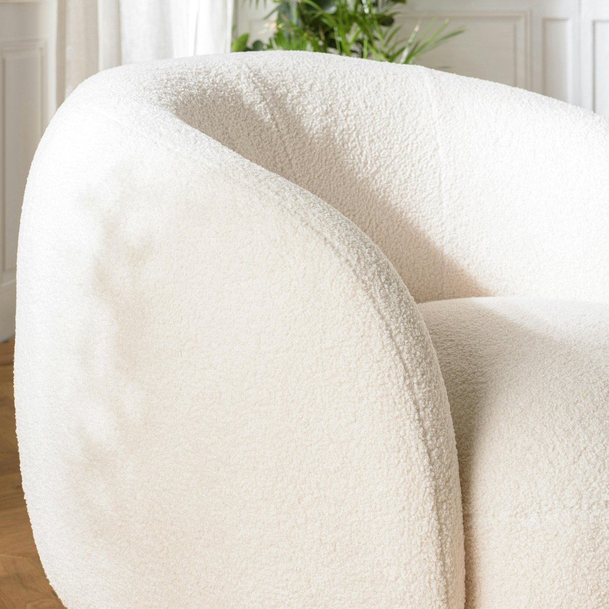 Fauteuil cosy tissu bouclette écru COLOMBUS ecru, PIER IMPORT