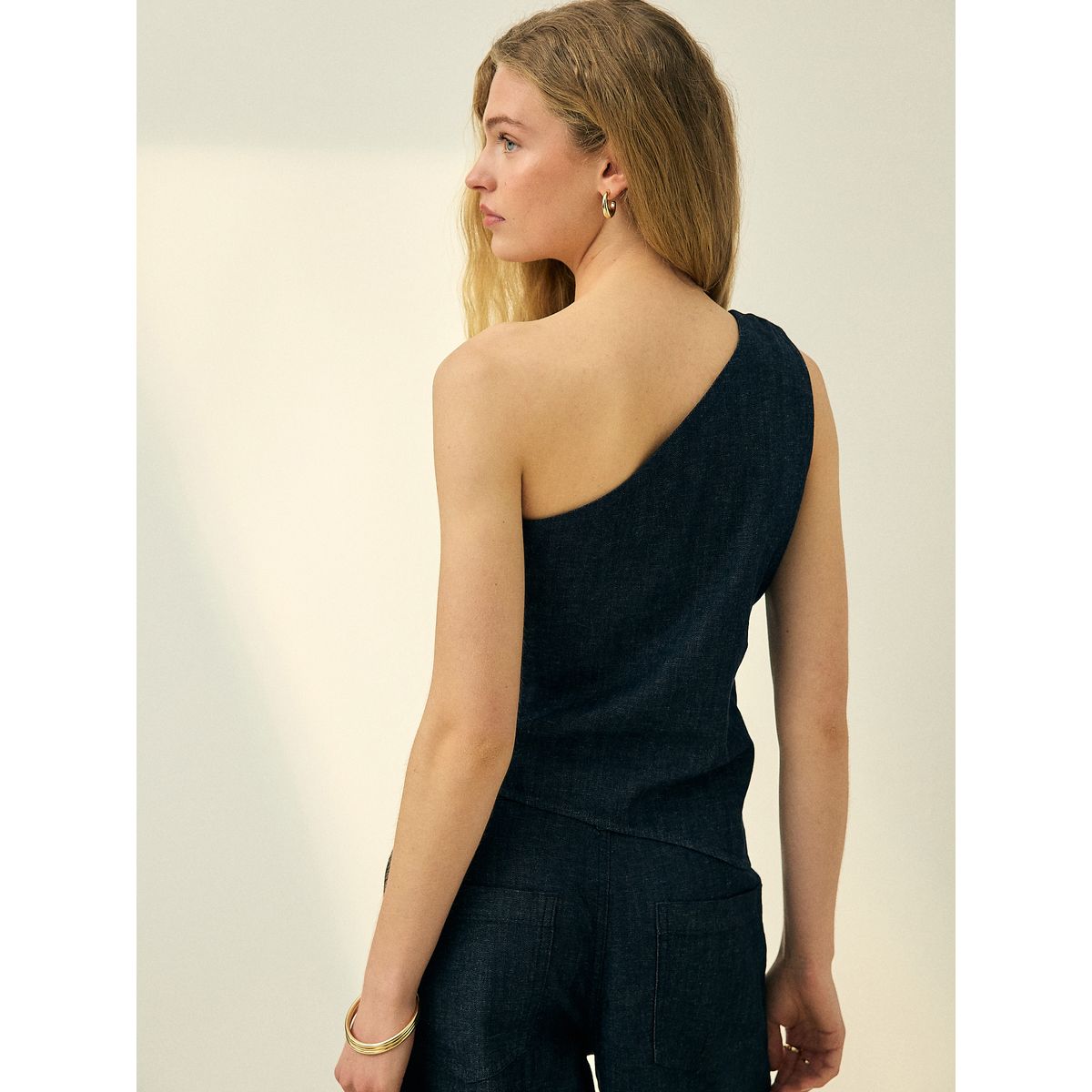 Haut asymétrique en denim n. premium bleu indigo, NEXT