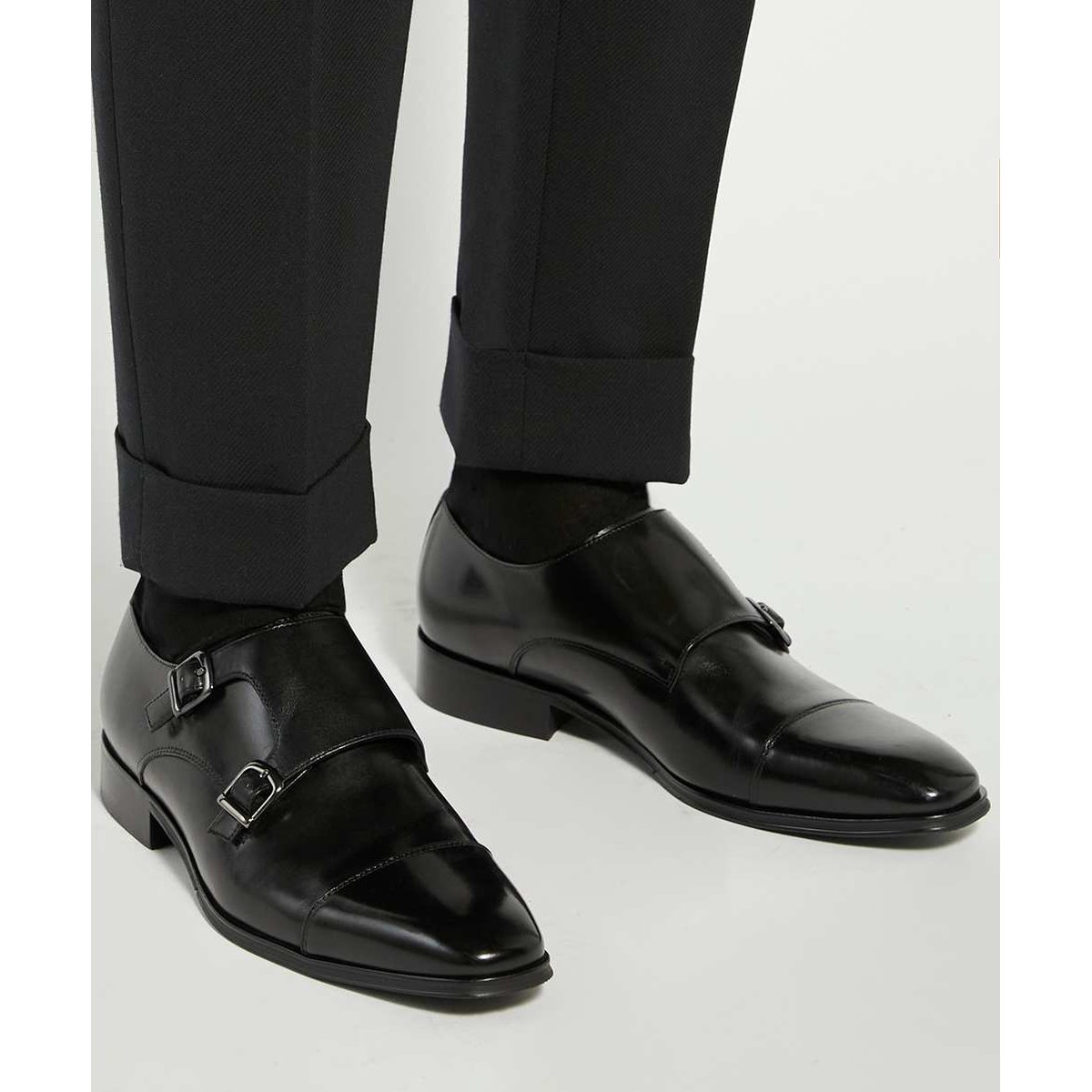 Derbys à double boucle et bout rapporté - SOLUTIONS black-leather, DUNE LONDON
