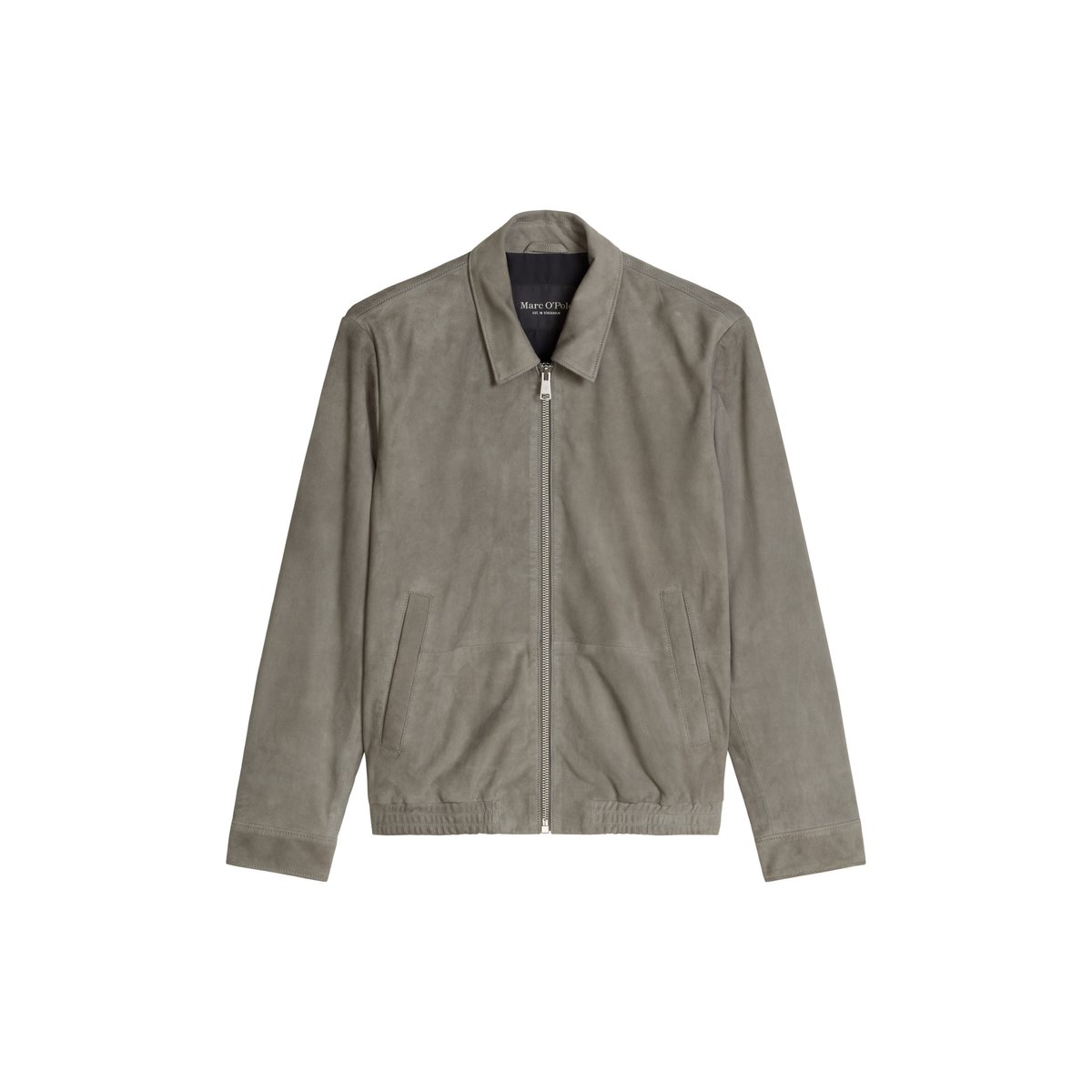 Veste en cuir coupe classique en cuir de chèvre velours souple gris, MARC O'POLO