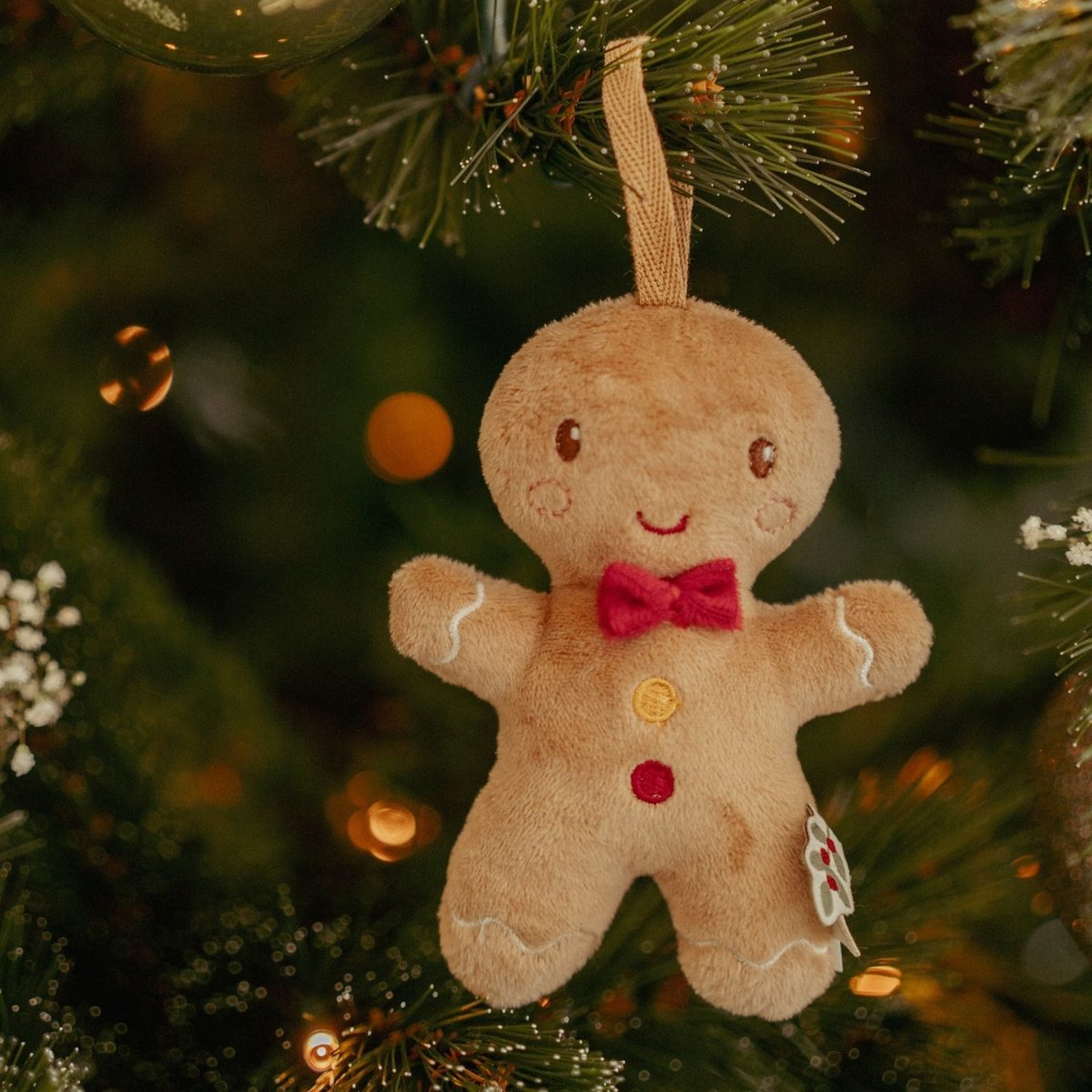 Lot de 4 décorations de Noël en peluche à suspendre vert, rouge, blanc, LITTLE DUTCH