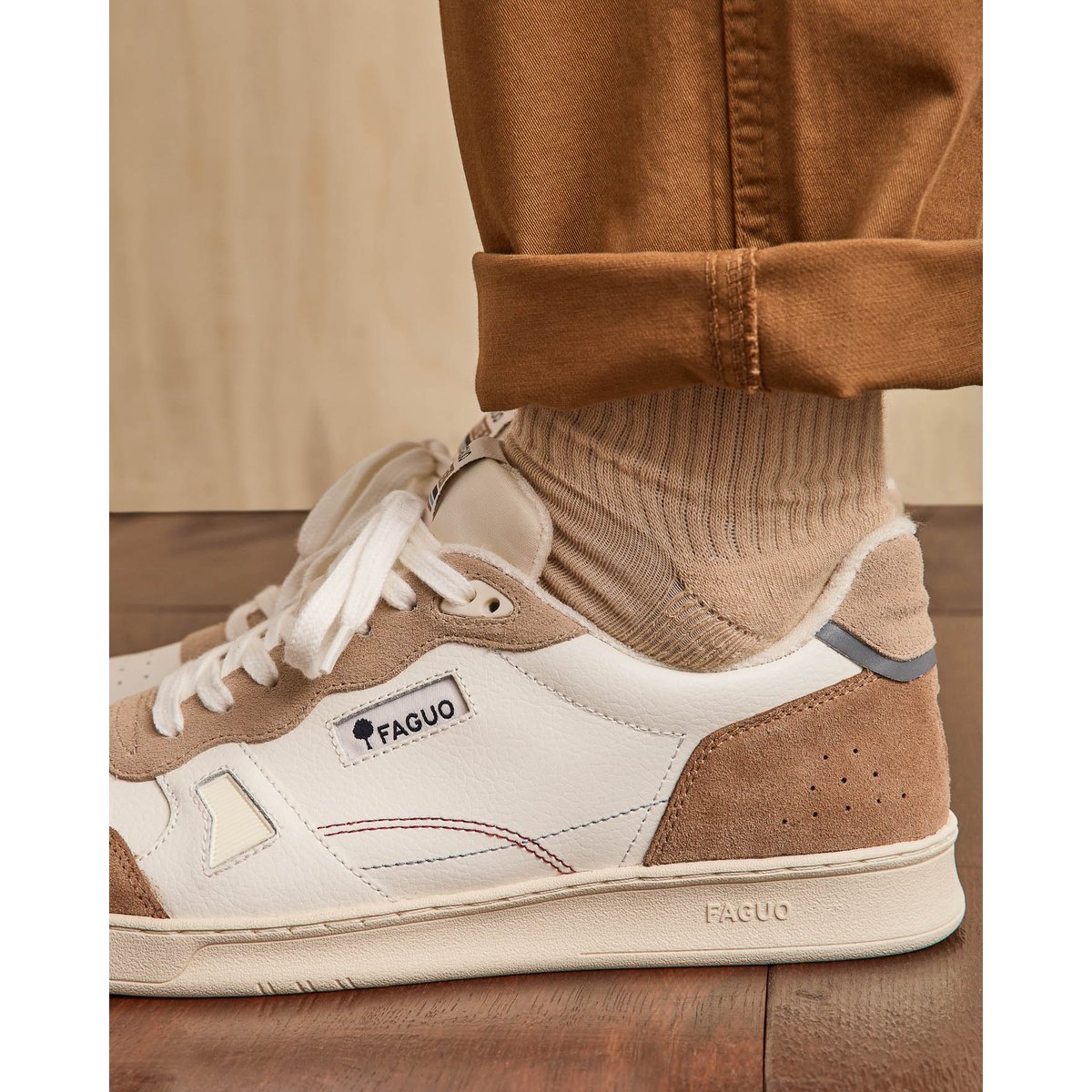 Baskets cuir COMMUTE 1 beige, FAGUO