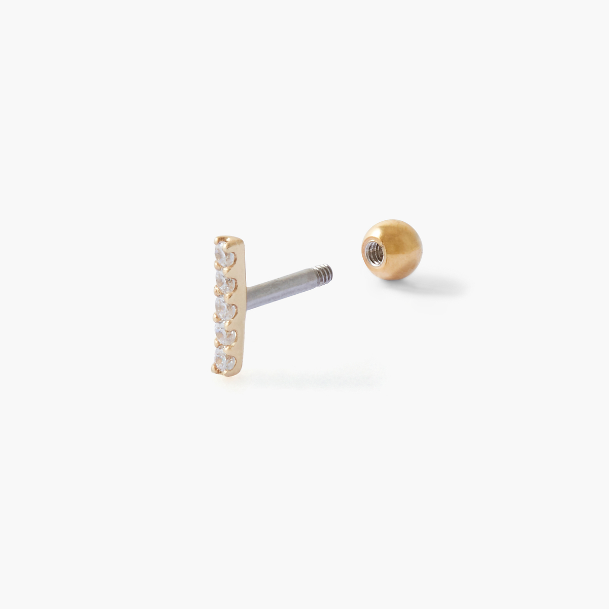 Piercing stud hélix/tragus barre de zirconium doré, BALABOOSTE