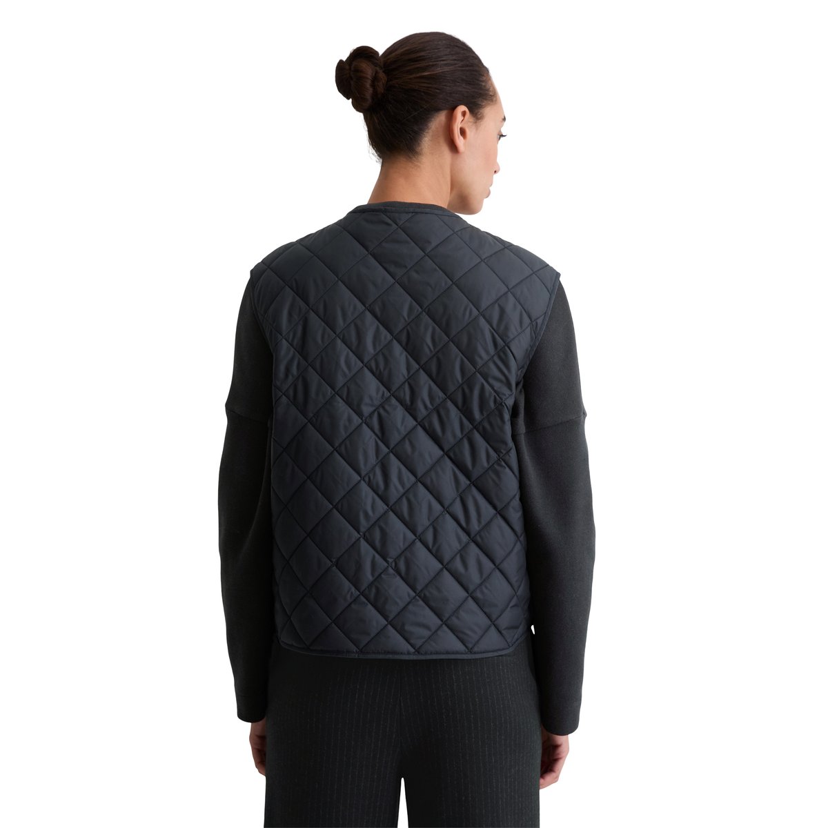 Gilet matelassé sans col regular en polyester recyclé bleu foncé, MARC O'POLO
