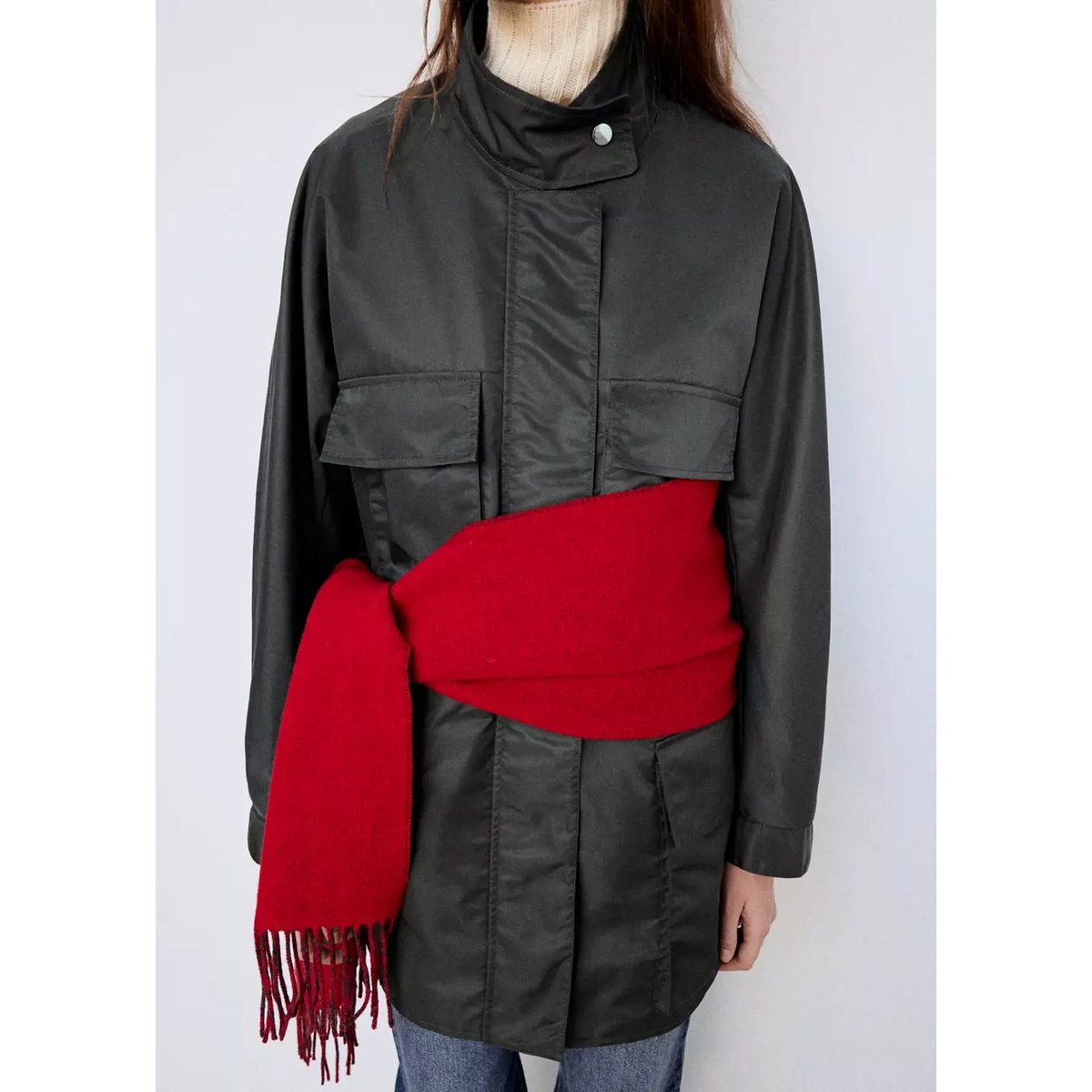 Veste à col montant gris, MANGO