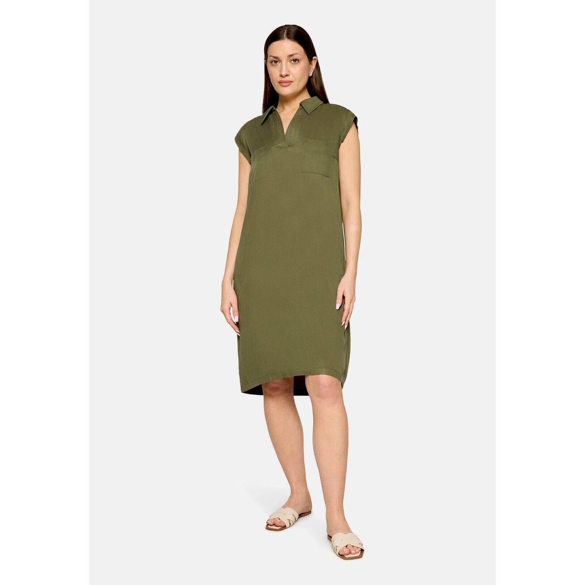 Robe casual à col burnt olive, CARTOON