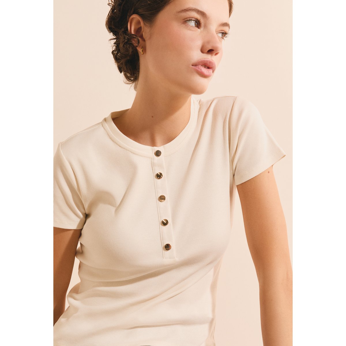 T-shirt manches courtes en coton ABBY dune, ETAM