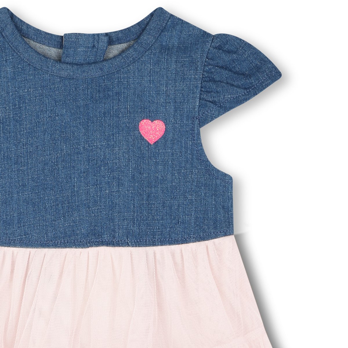 Robe bimatière avec volants denim blue, BILLIEBLUSH