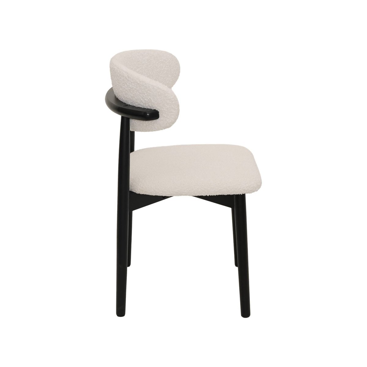 Chaise bois d'hévéa et tissu bouclette (lot de 2) PAOLA noir, SWEEEK