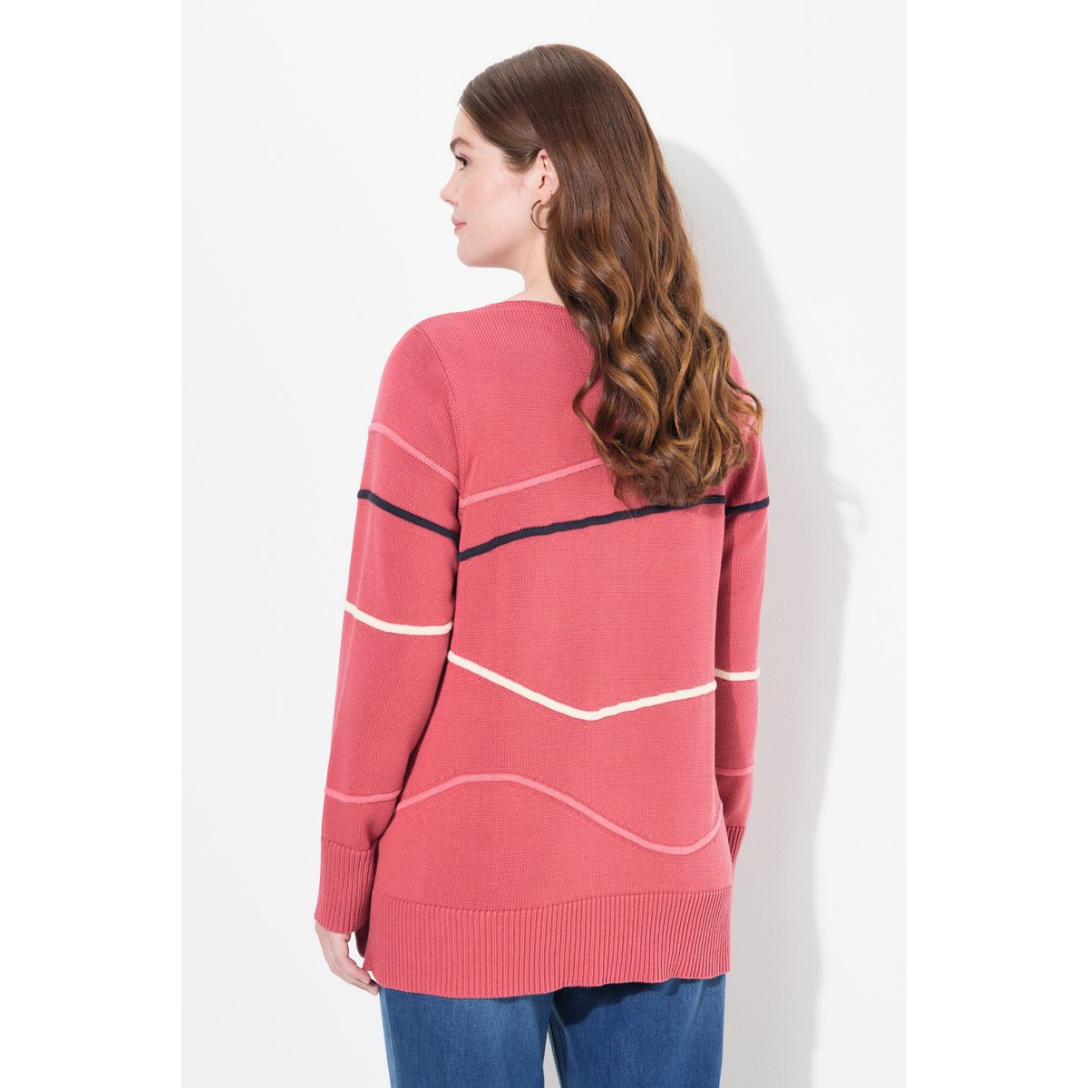 Pull en coton bio framboise, ULLA POPKEN