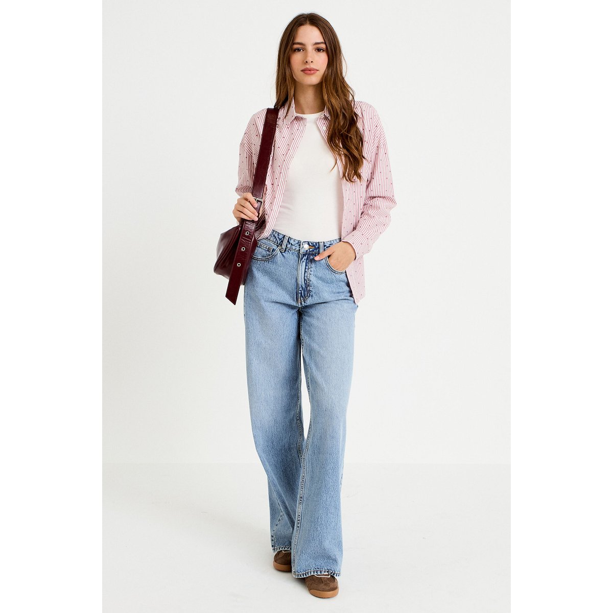 Chemise droite manches longues rouge clair, CACHE CACHE