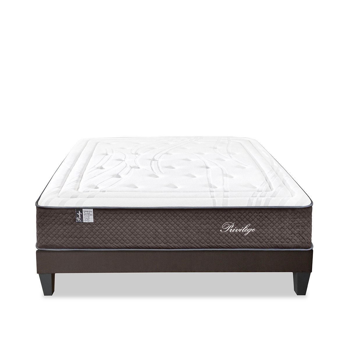 Ensemble Matelas Hybride PRIVILÈGE avec sommier blanc, BELLECOUR