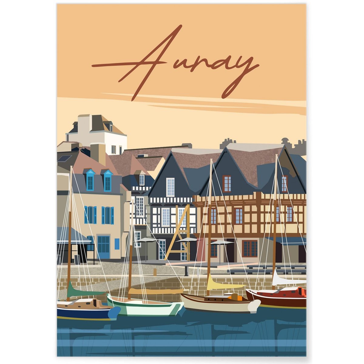 Affiche ville Auray blanc, L'AFFICHERIE