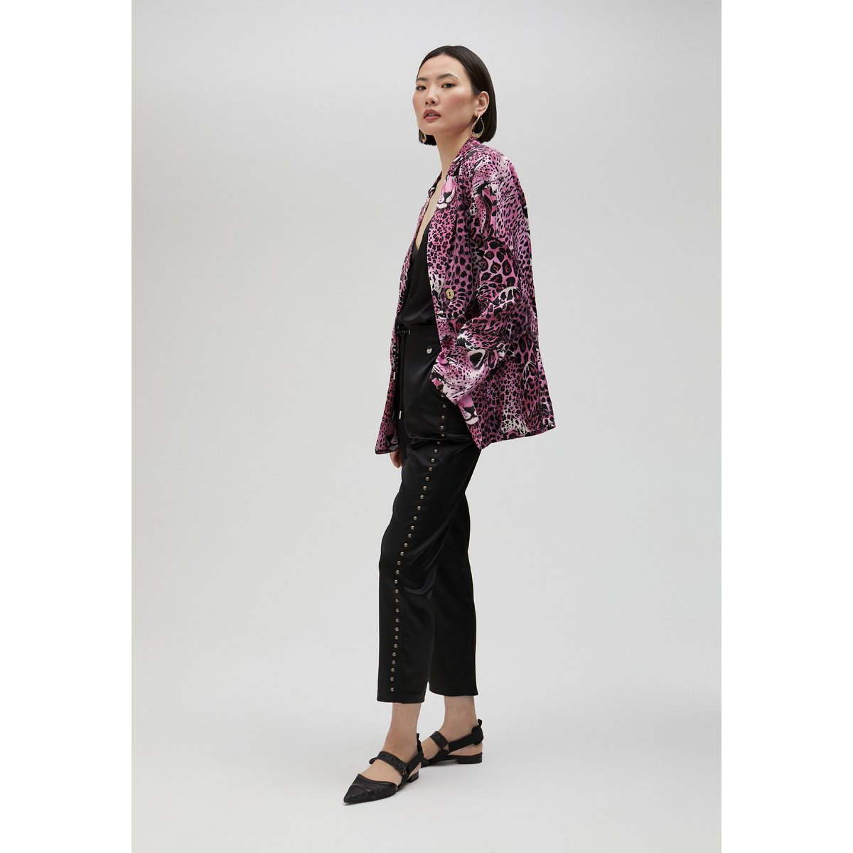 Blazer en satin imprimé léopard léopard, LOLA CASADEMUNT