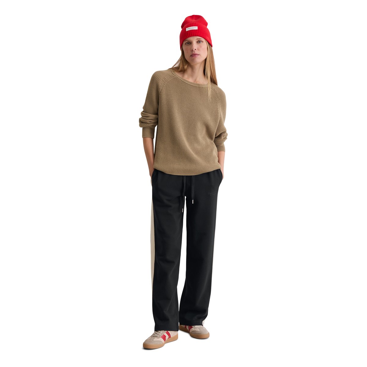 DfC Pullover loose en coton organique lourd marron, MARC O'POLO