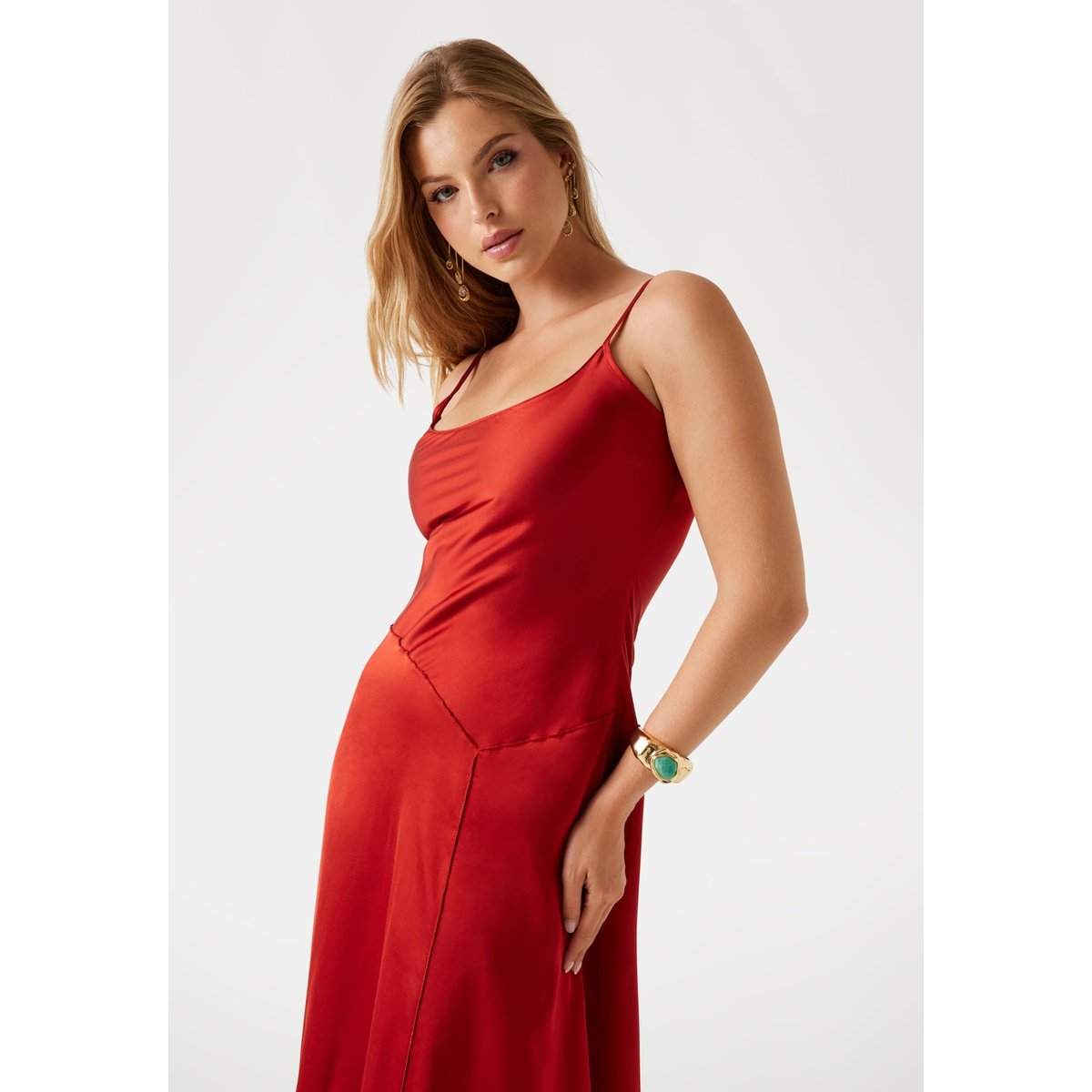 Robe Patineuse Longue rouge, GUESS