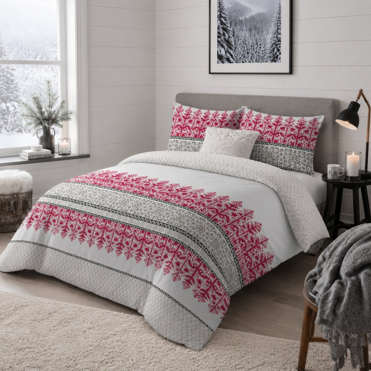 Parure housse de couette en coton imprimée, Halti multicolore, C DESIGN HOME TEXTILE
