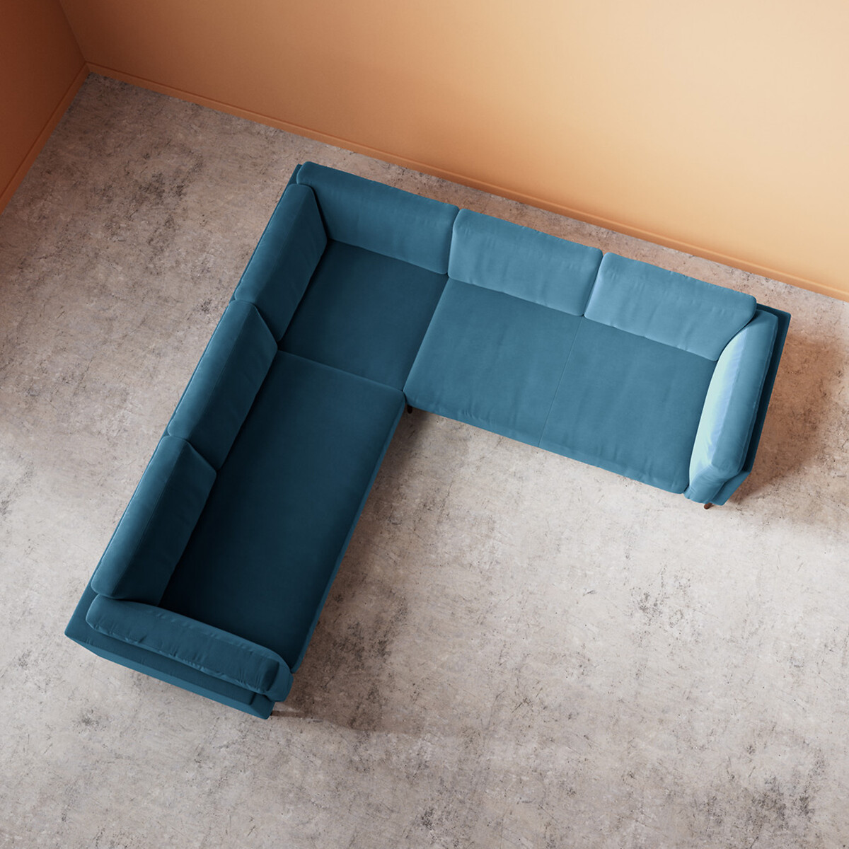 Munich Easy Velvet Corner Sofa petrol blue, SWOON
