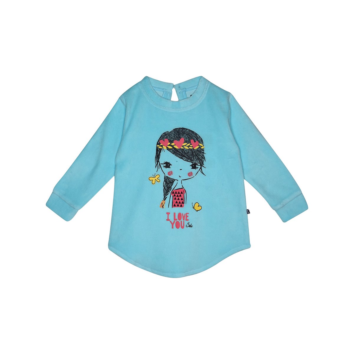 Pyjama 2 pieces enfant flock velours rase bleu, SUCRE D'ORGE