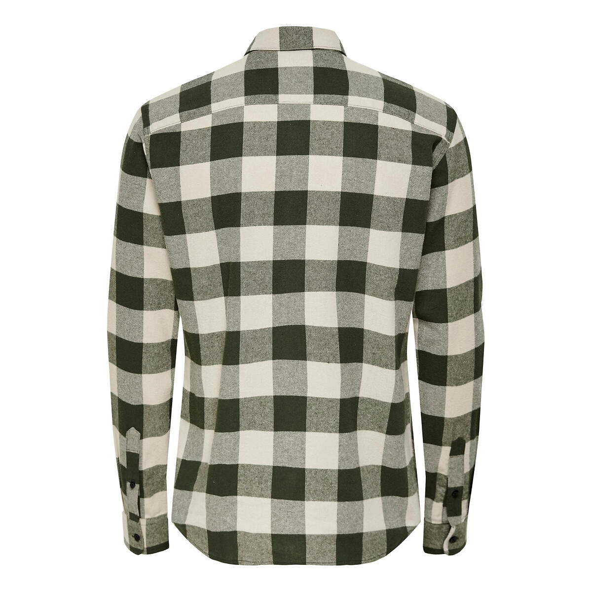 Chemise coupe droite carreaux vert/écru, ONLY & SONS