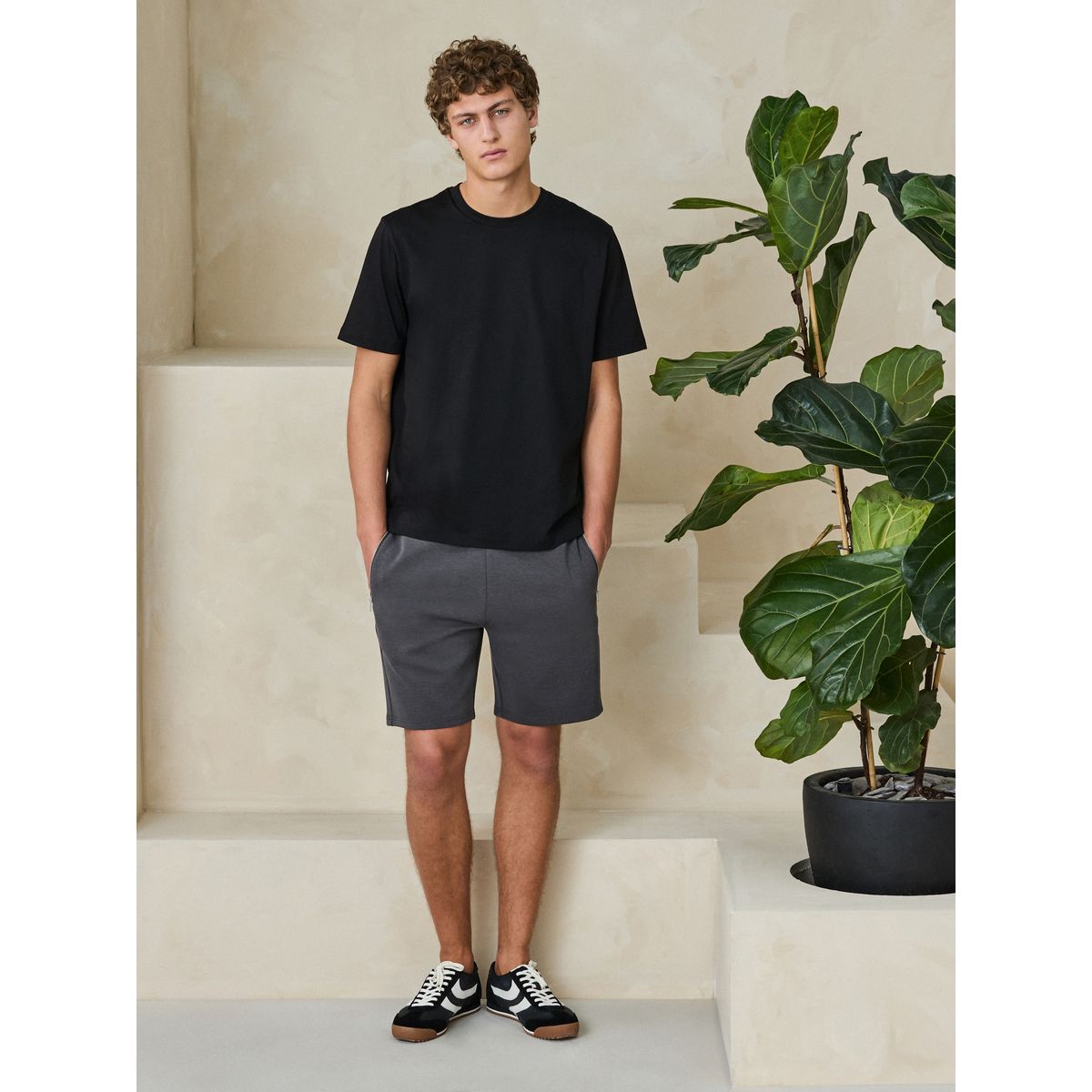 Short en jersey zippé gris anthracite, NEXT