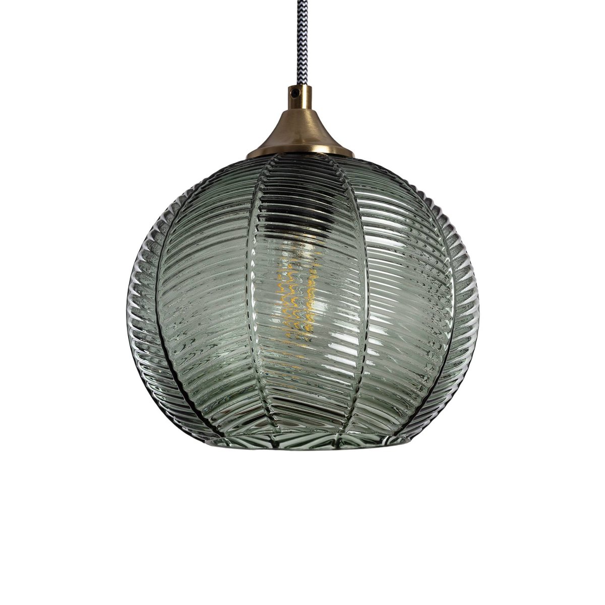 Suspension intérieur métal et verre Ø20cm ROMANE vert, SWEEEK