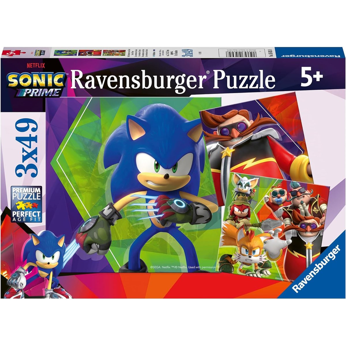 Puzzle Les aventures de Sonic 3x49 pcs bleu, RAVENSBURGER