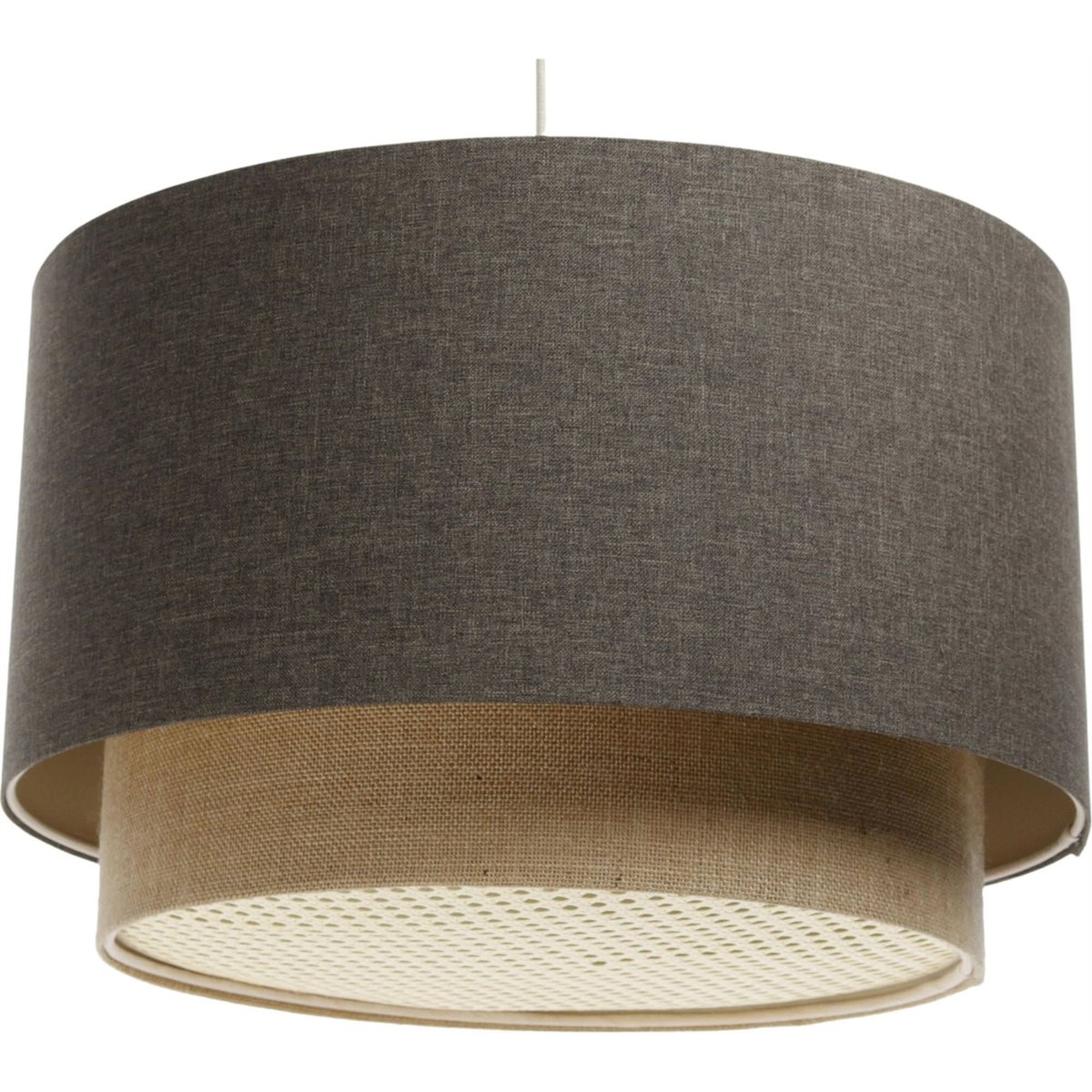 Suspension en tissu rond avec diffuseur rotin Boho Elegant beige crème avec rotin naturel, BPS KONCEPT