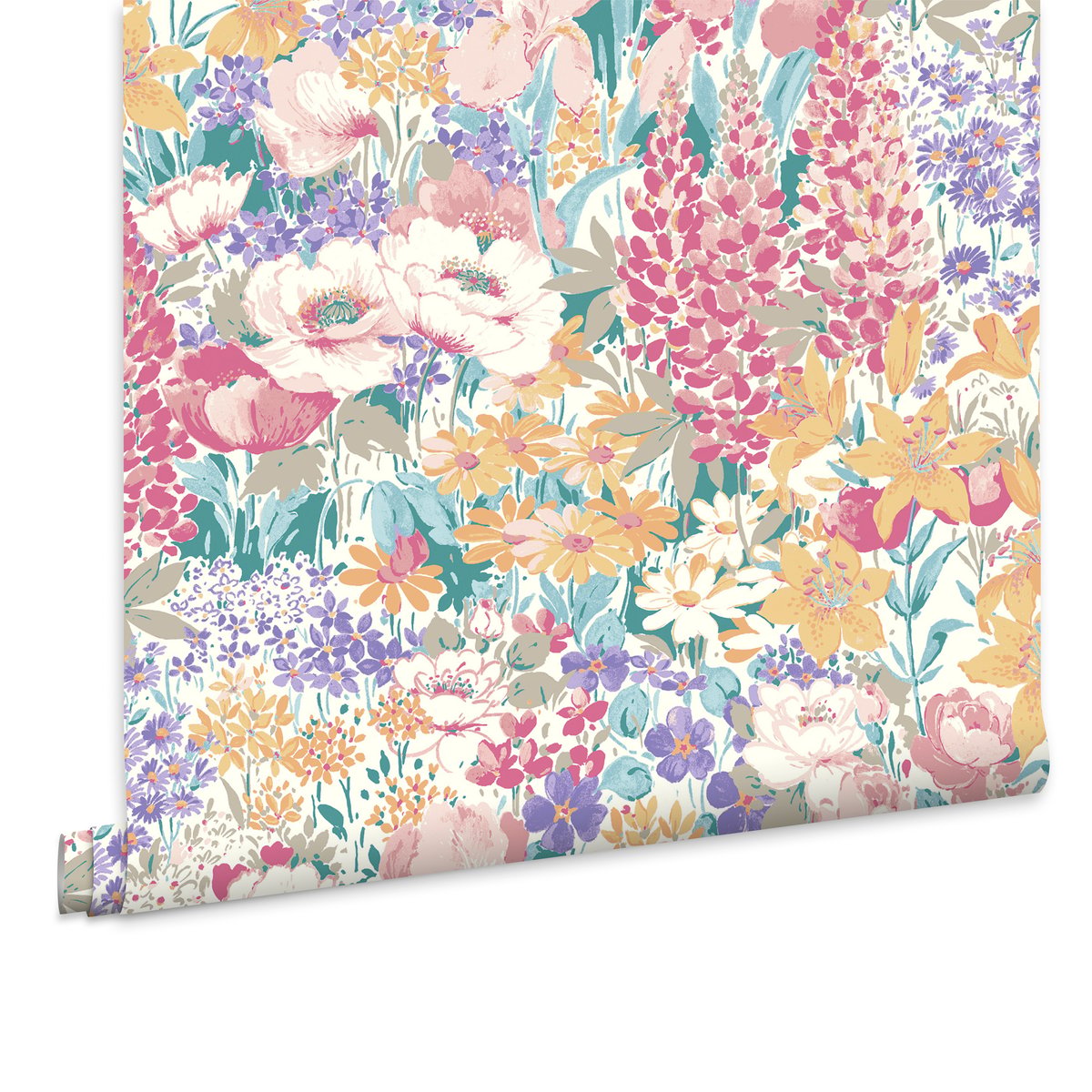 Papier peint Fleurs des champs Everingham Meadow multicolore, LAURA ASHLEY