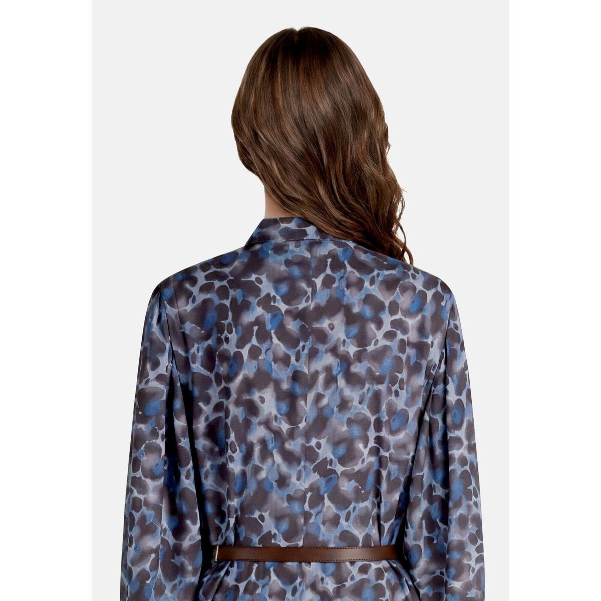 Robe-chemisier à ceinture à nouer bleu/marron, BETTY BARCLAY