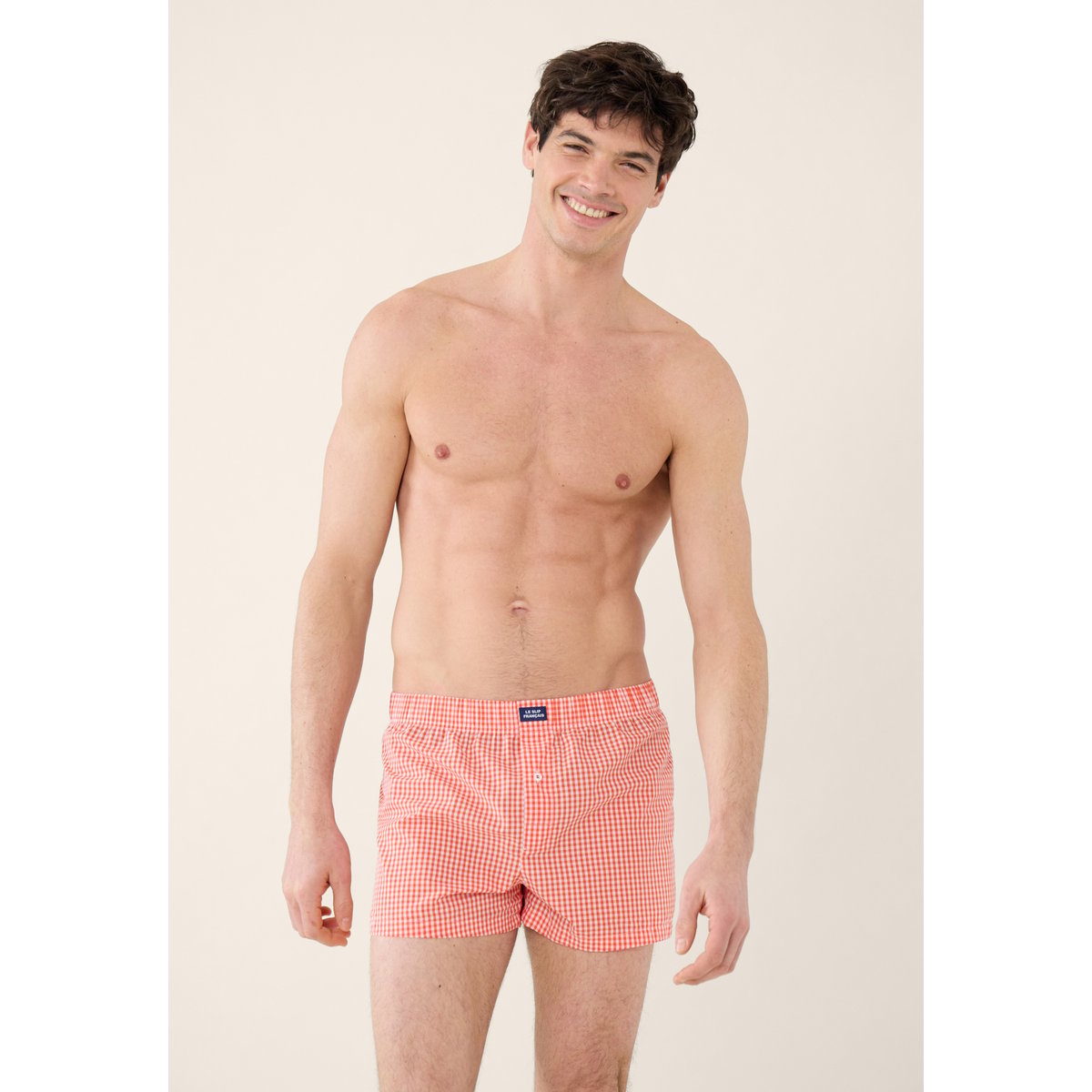 Caleçon en coton Jacques vichy argile rouge, LE SLIP FRANCAIS