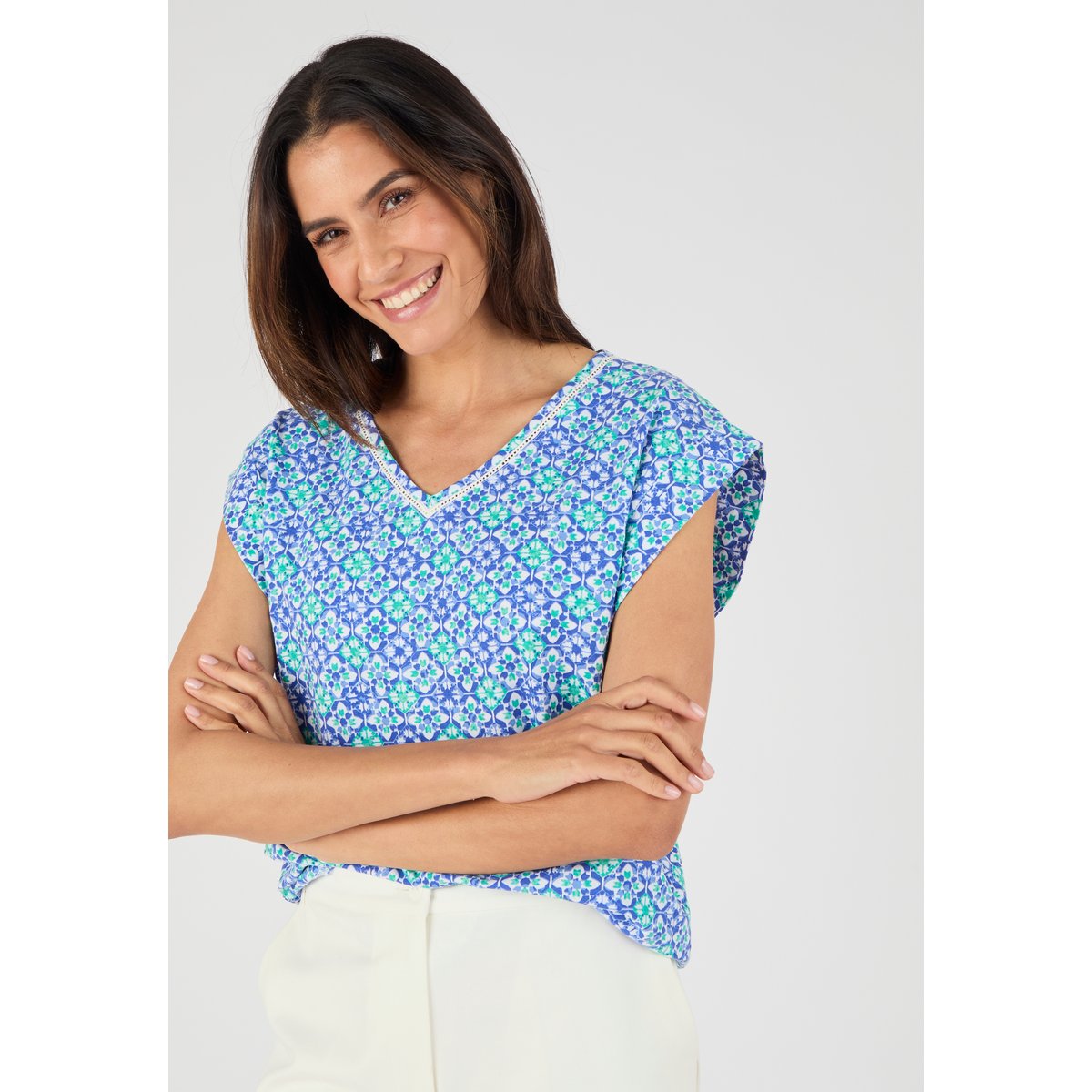 Top Climatyl sans manches bleu graphique, DAMART