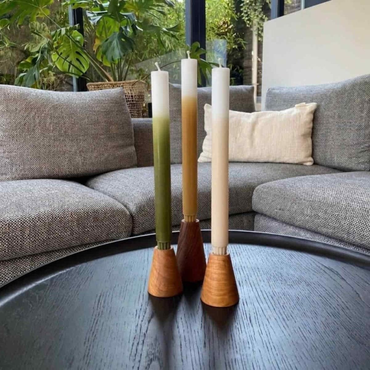 Set de 3 bougies dégradées 30cm beige, ORIGINALHOME