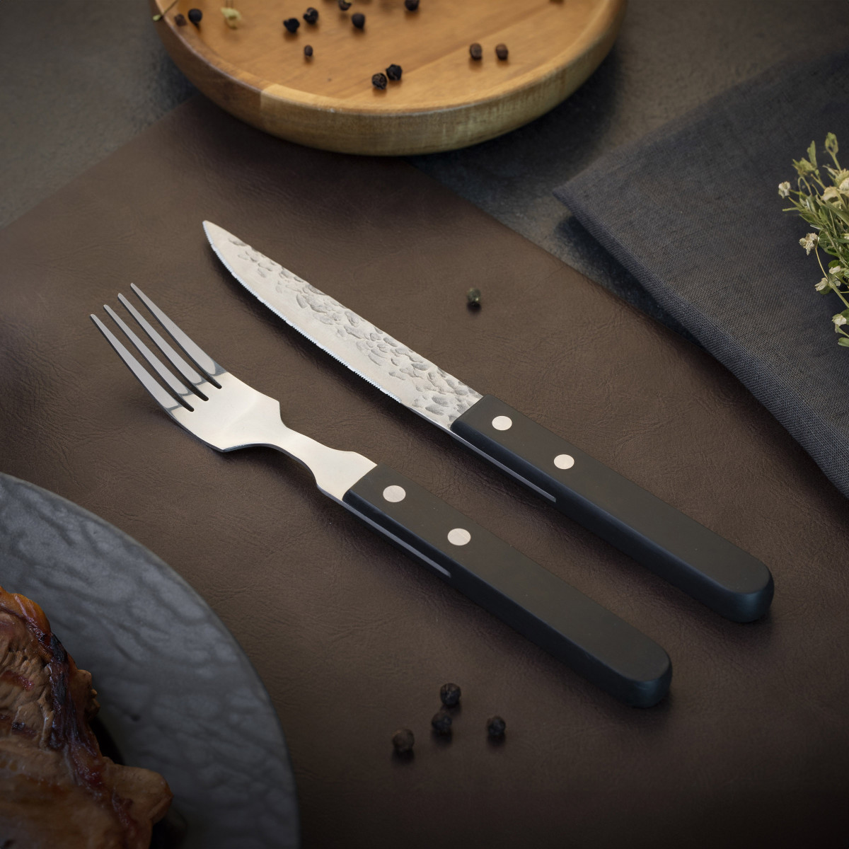 Coffret 6 couteaux steak - STEAK PIZZA 2.0 noir, AMEFA