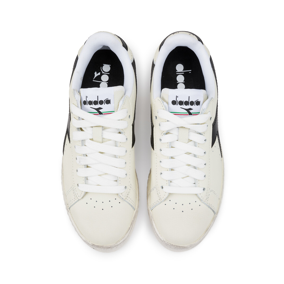 Baskets cuir Game L Low Waxed  blanc/noir, DIADORA
