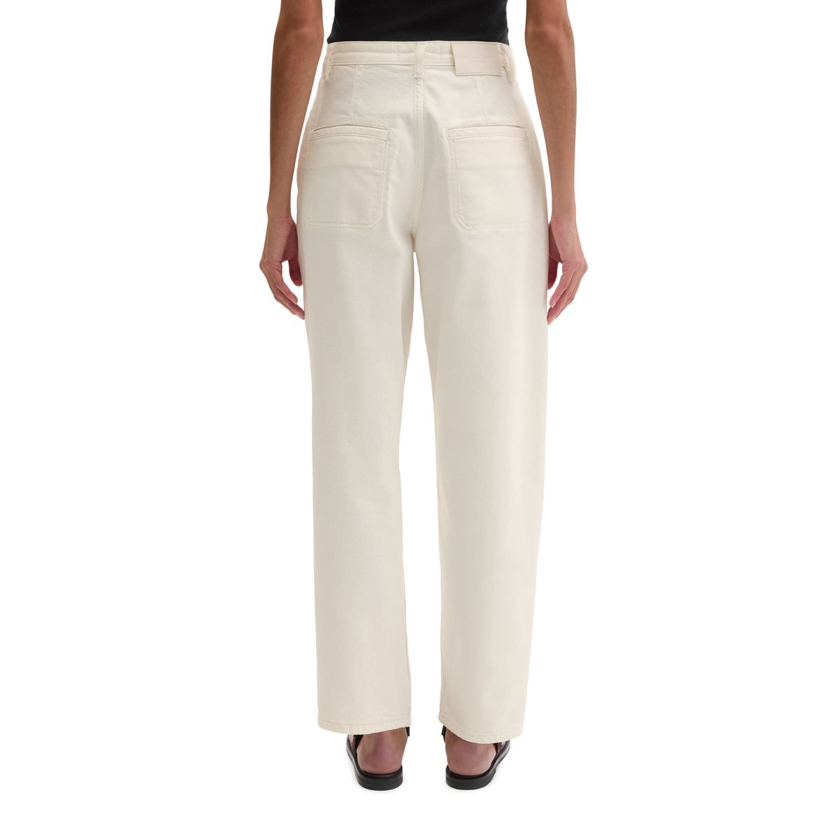 Pantalon modèle Lara barrel cropped en Organic Cotton Stretch nature, MARC O'POLO