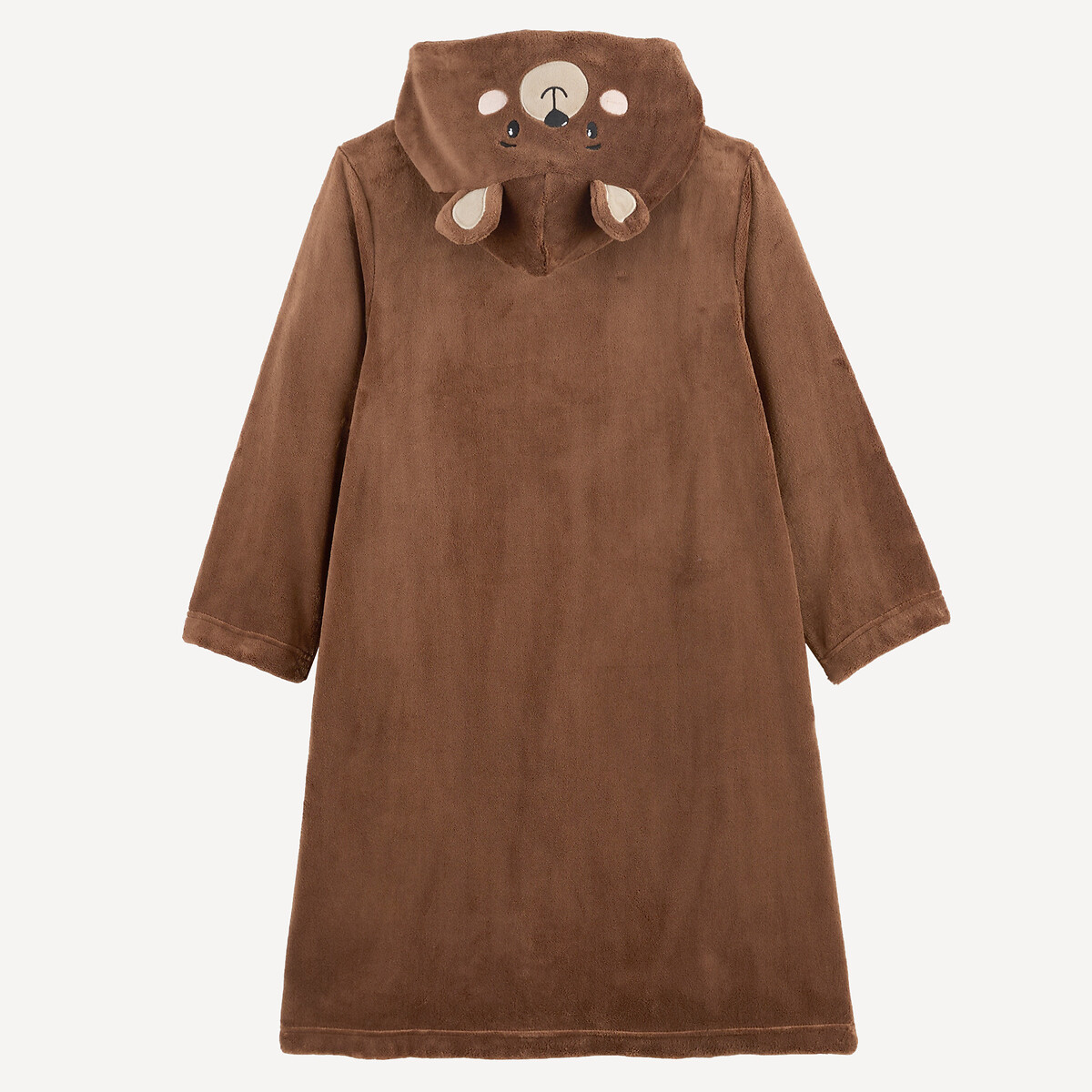 Coperta con cappuccio, maniche lunghe, motivo a orso, in pile marrone, LA REDOUTE COLLECTIONS