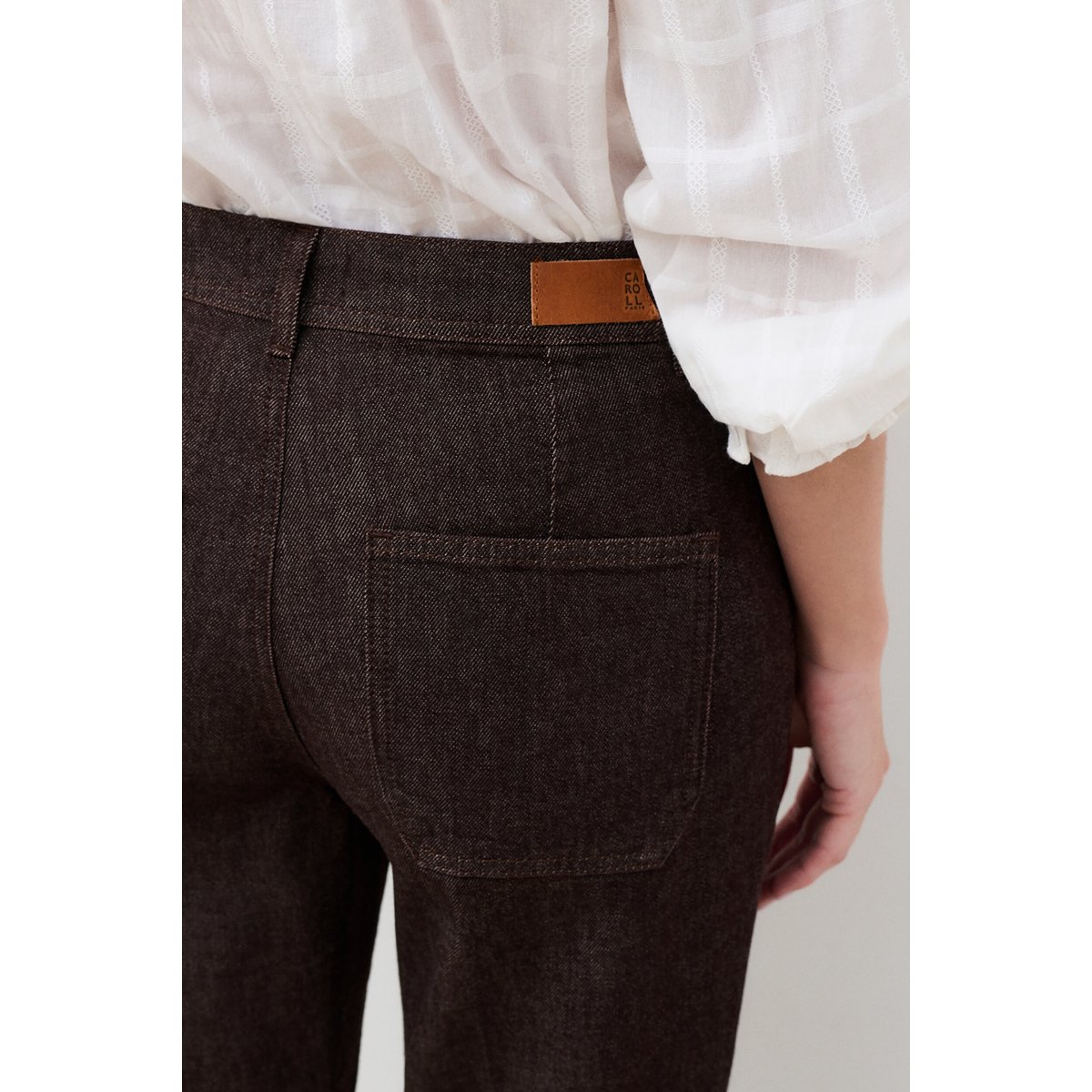 Pantalon flare en denim PHAMILTON marron foncé, CAROLL