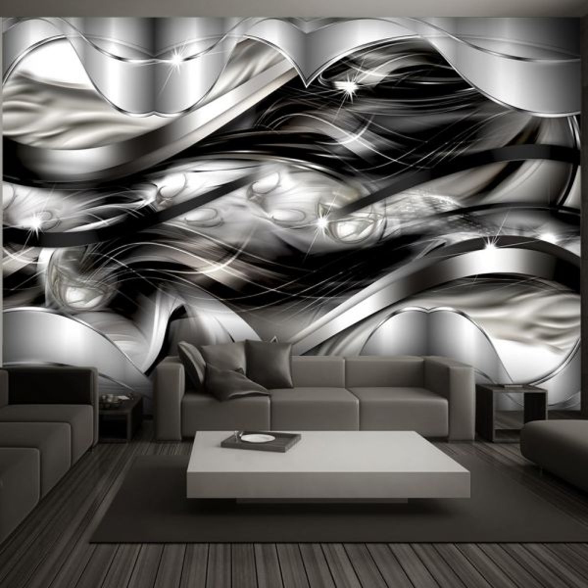 Papier peint intissé panoramique Abstractions Brouillards noir, EDEN
