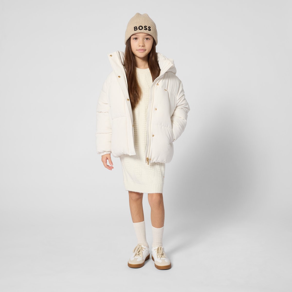 Doudoune à capuche ivory, BOSS KIDSWEAR