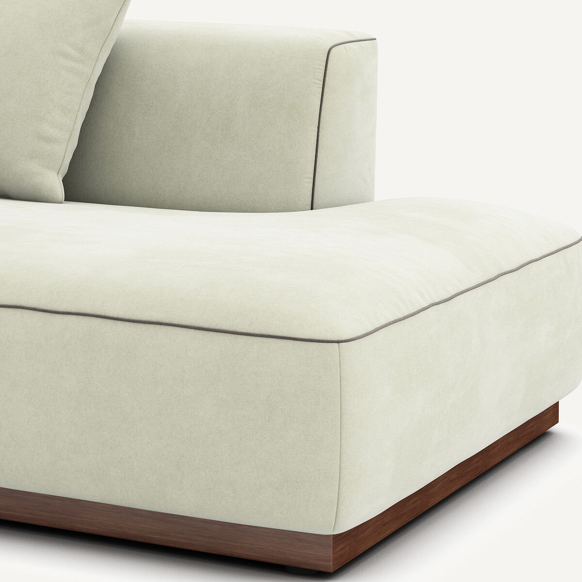 Demi-canapé droit en velours stonewashed, JACOPO vert amande, AM.PM