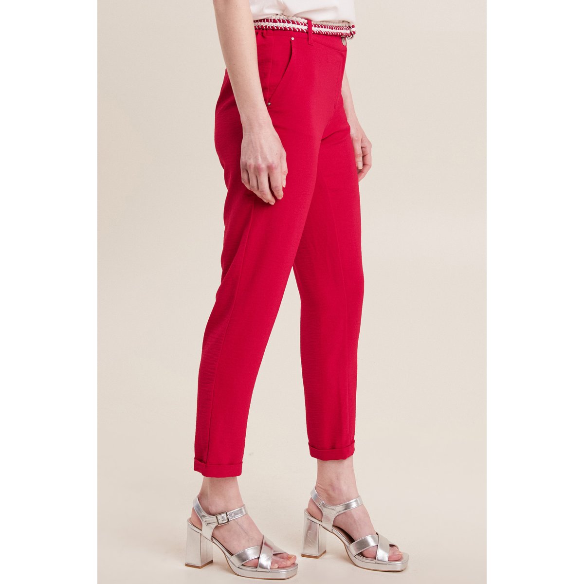 Pantalon chino à ceinture rose cerise, BREAL