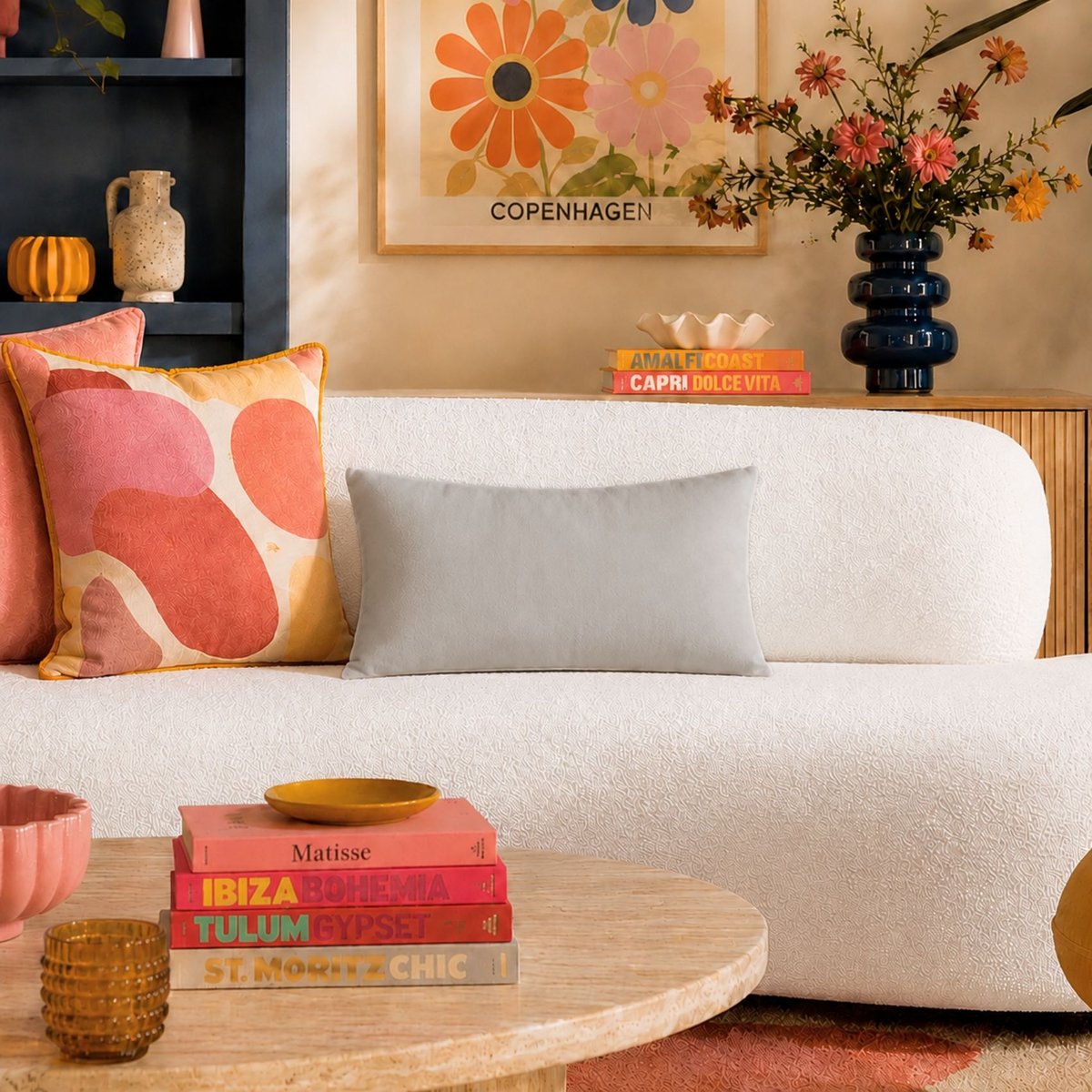 Coussin non déhoussable en coton uni naturel, HOME MAISON