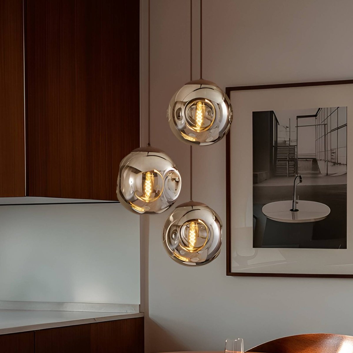Suspension en verre design, Valentina gris fumée, café, LINDBY