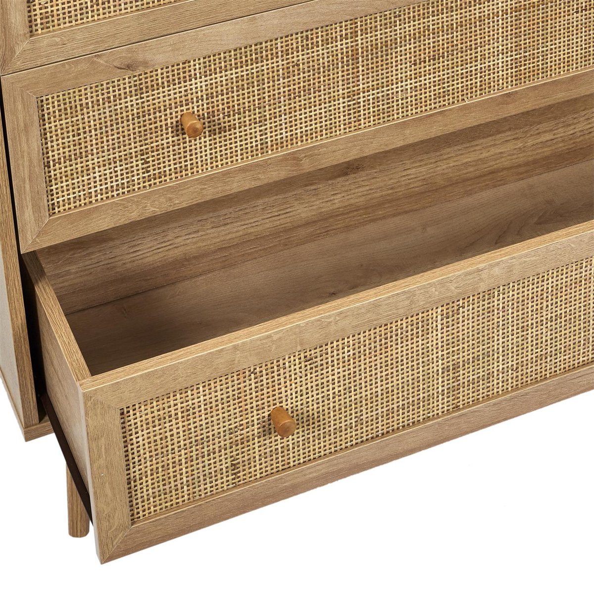 Commode cannage et bois 3 tiroirs Bali marron, EDEN